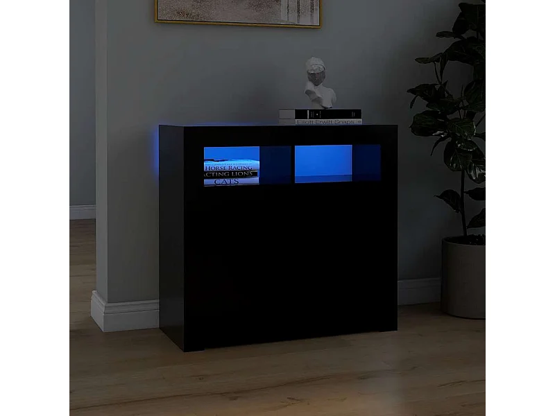 Buffet avec lumières LED noir 80x35x75 cm
