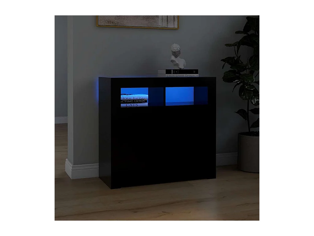 Buffet avec lumières LED noir 80x35x75 cm