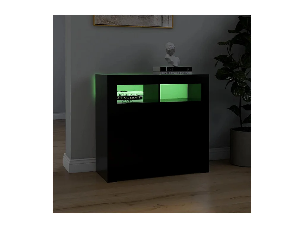 Buffet avec lumières LED noir 80x35x75 cm