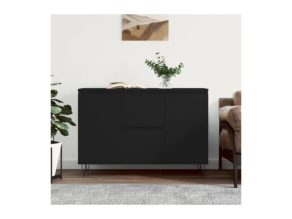 Buffet noir 104x35x70 cm bois d’ingénierie