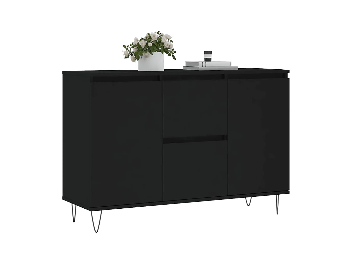 Buffet noir 104x35x70 cm bois d’ingénierie