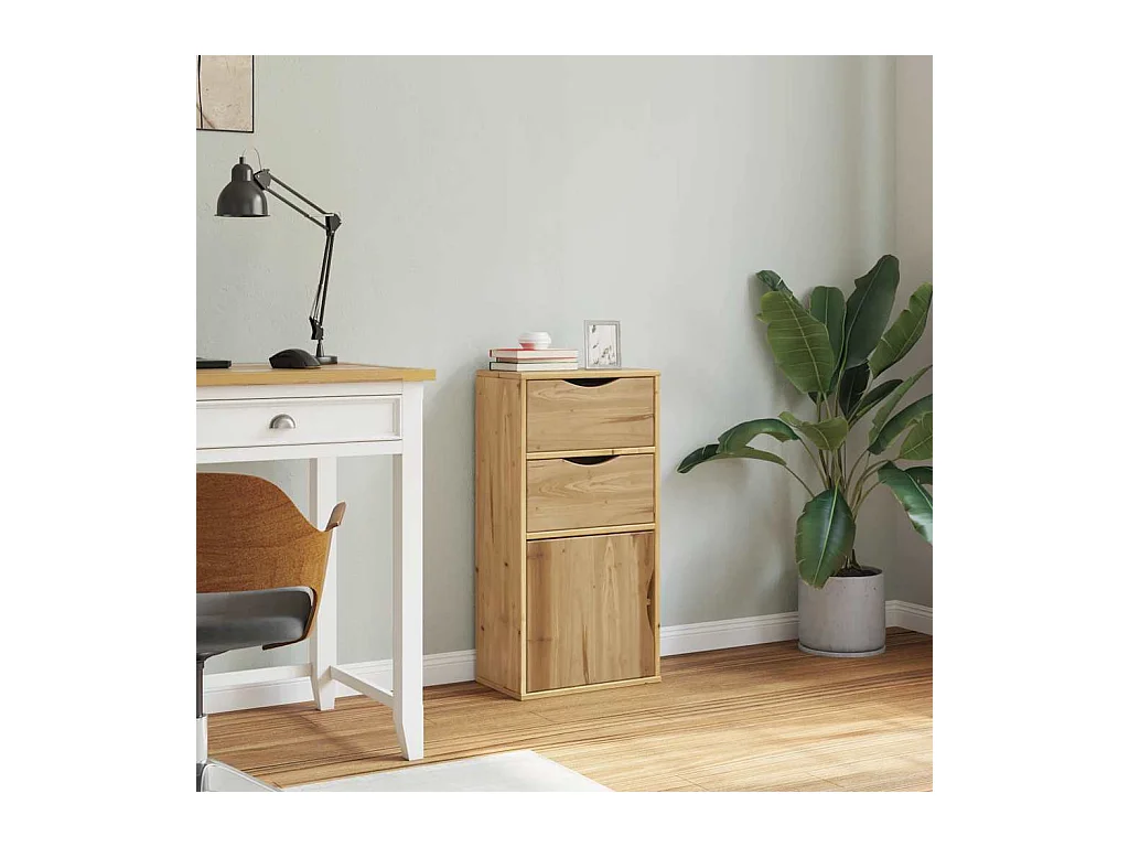 Armoire latérale avec tiroirs ODDA 40x24x79 cm bois massif pin