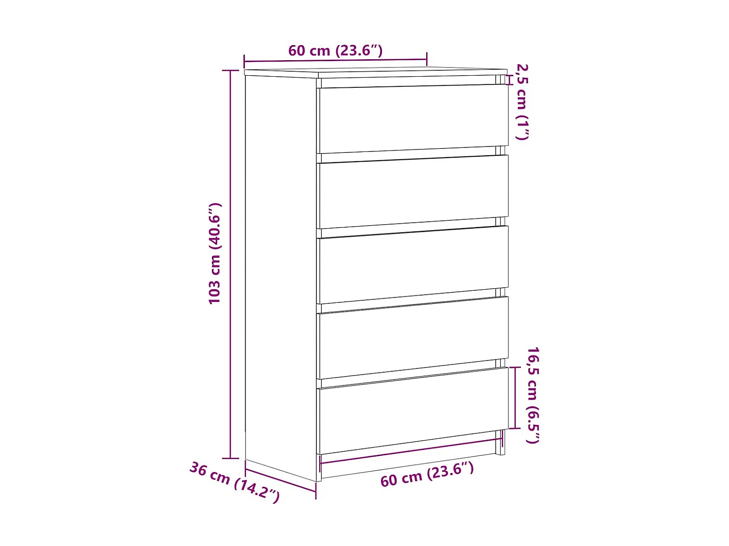 Ladekast Bruin eiken 60x36x103 cm Technisch hout