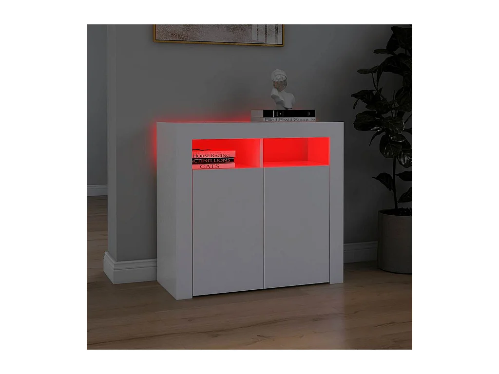 Buffet avec lumières LED Blanc 80x35x75 cm