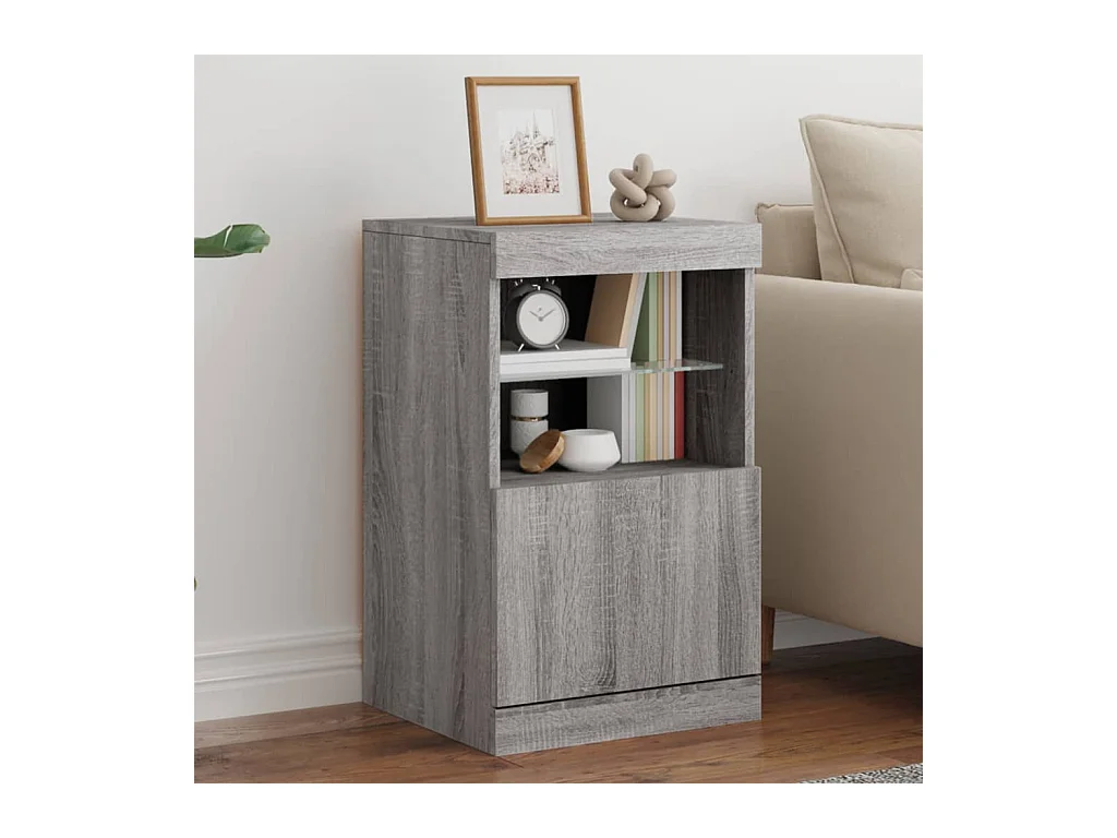 Buffet avec lumières LED sonoma gris 41x37x67 cm