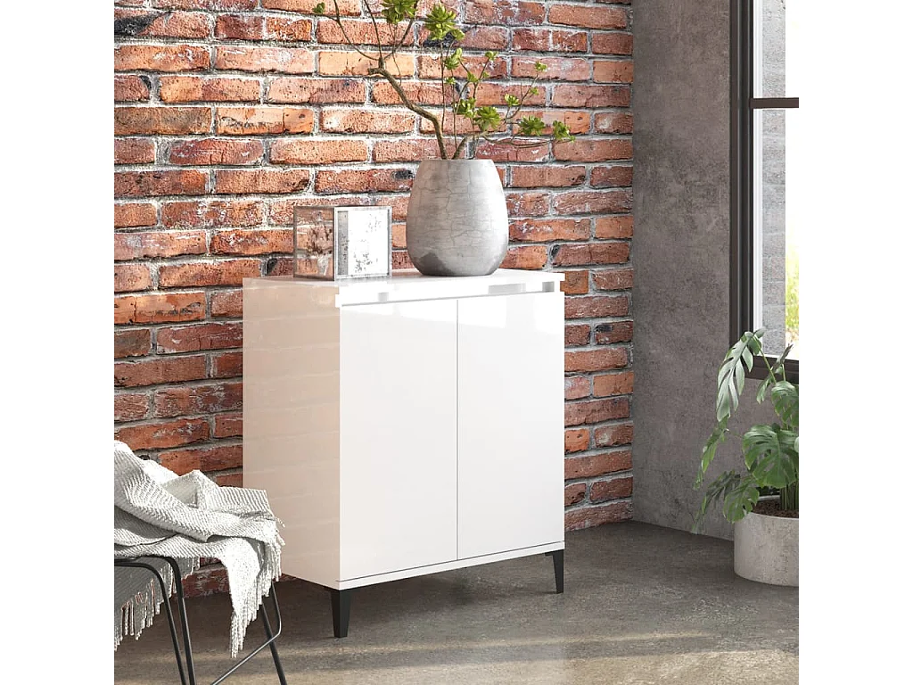 Buffet blanc brillant 60x35x70 cm bois d'ingénierie