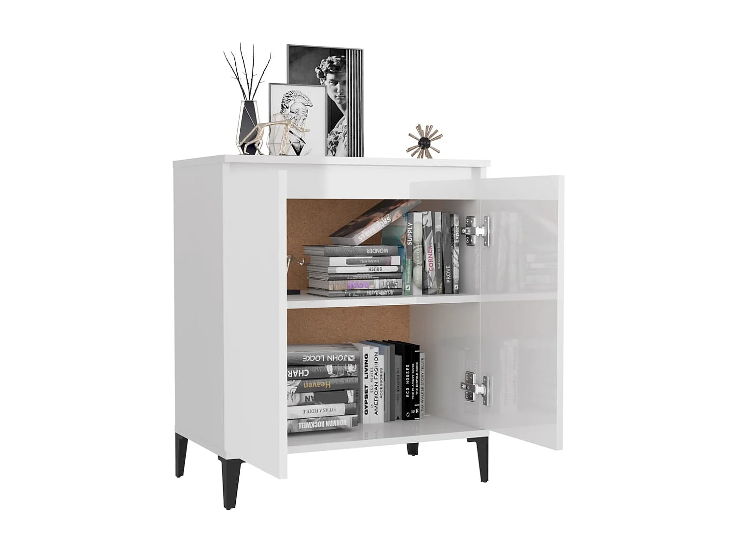 Buffet blanc brillant 60x35x70 cm bois d'ingénierie