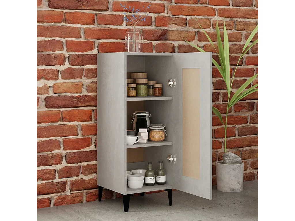 Buffet Gris béton 34,5x34x90 cm Bois d'ingénierie