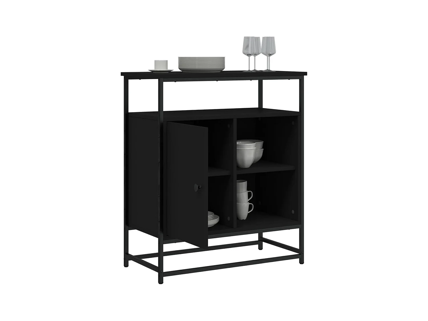 Buffet noir 69x35x80 cm bois d'ingénierie