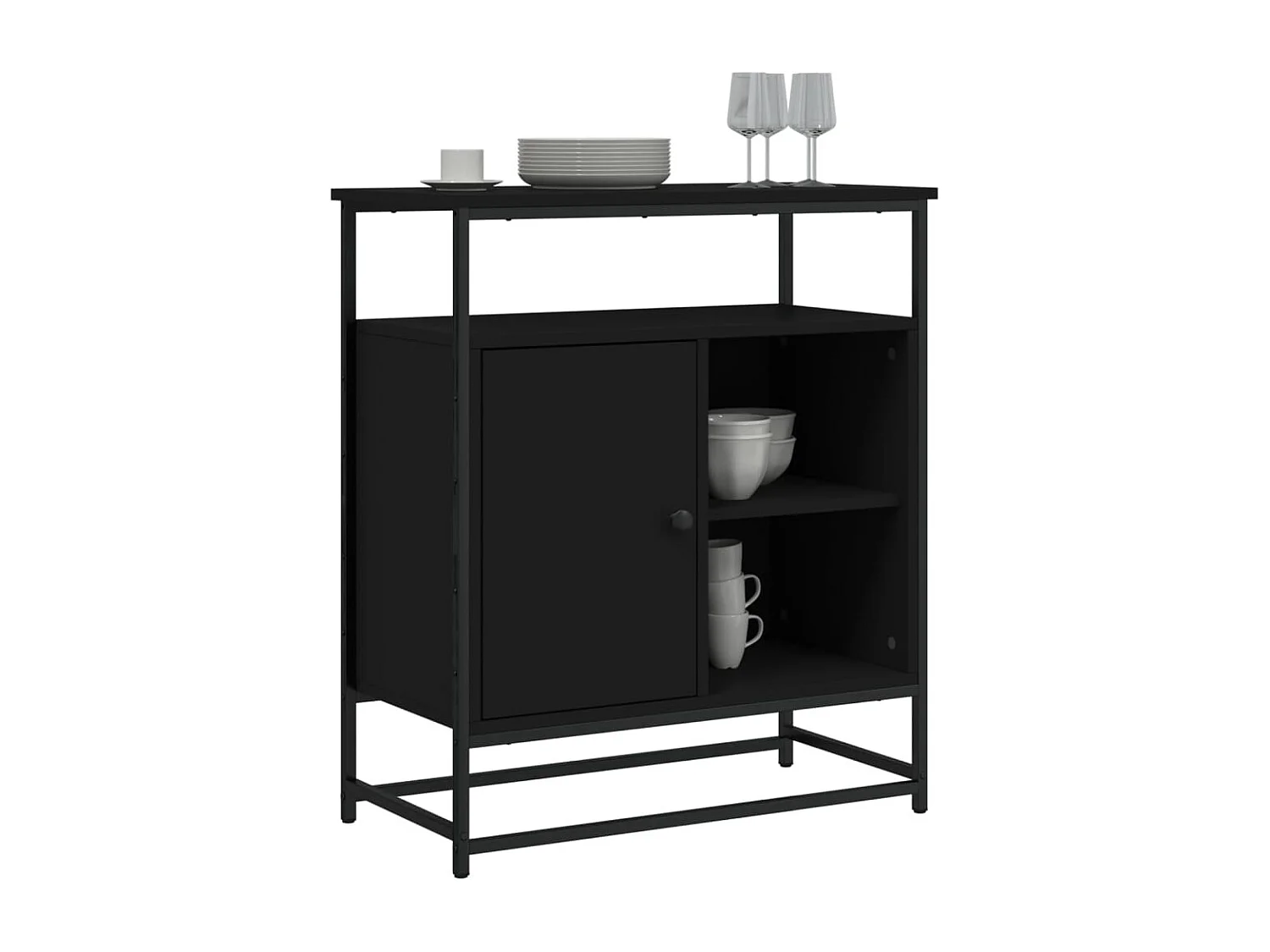 Buffet noir 69x35x80 cm bois d'ingénierie