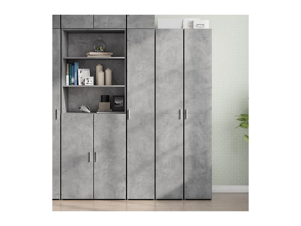 Credenza alta grigio cemento 30x42,5x185 cm in legno ingegnerizzato