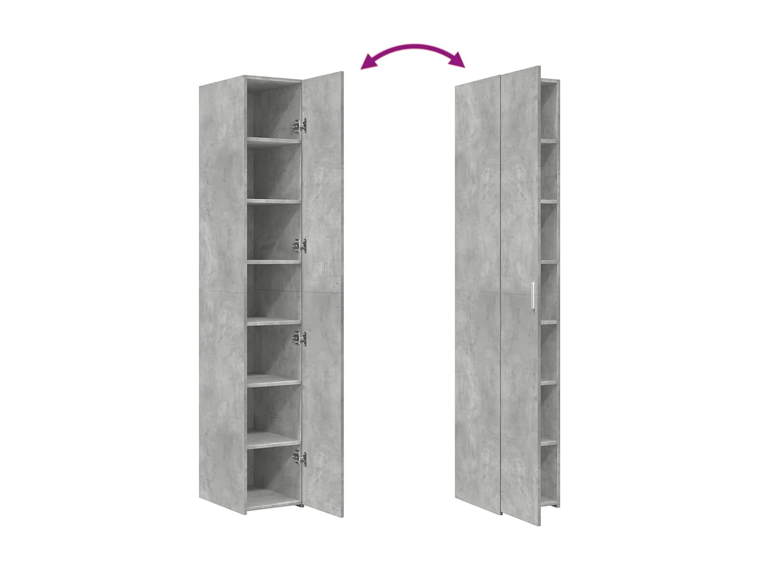 Credenza alta grigio cemento 30x42,5x185 cm in legno ingegnerizzato