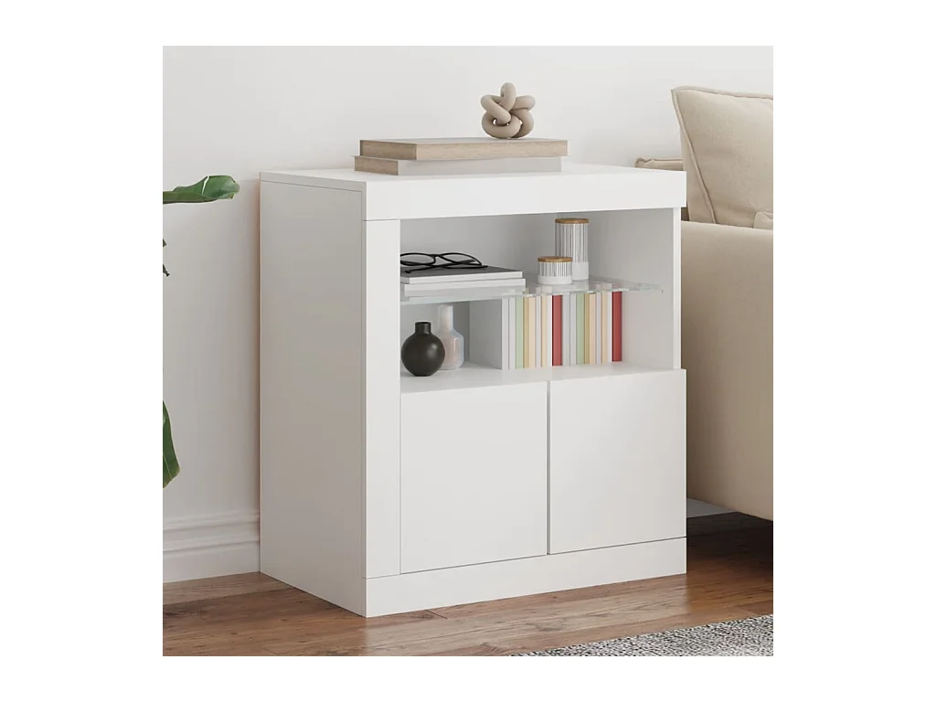 Buffet avec lumières LED blanc 60,5x37x67 cm