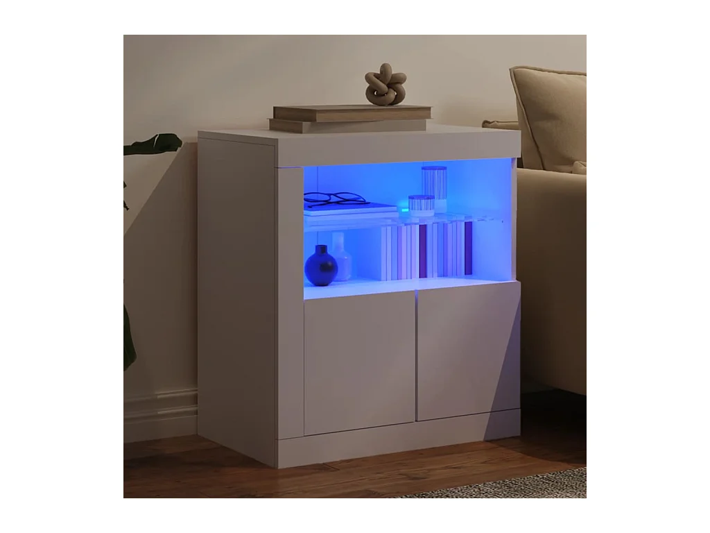 Buffet avec lumières LED blanc 60,5x37x67 cm