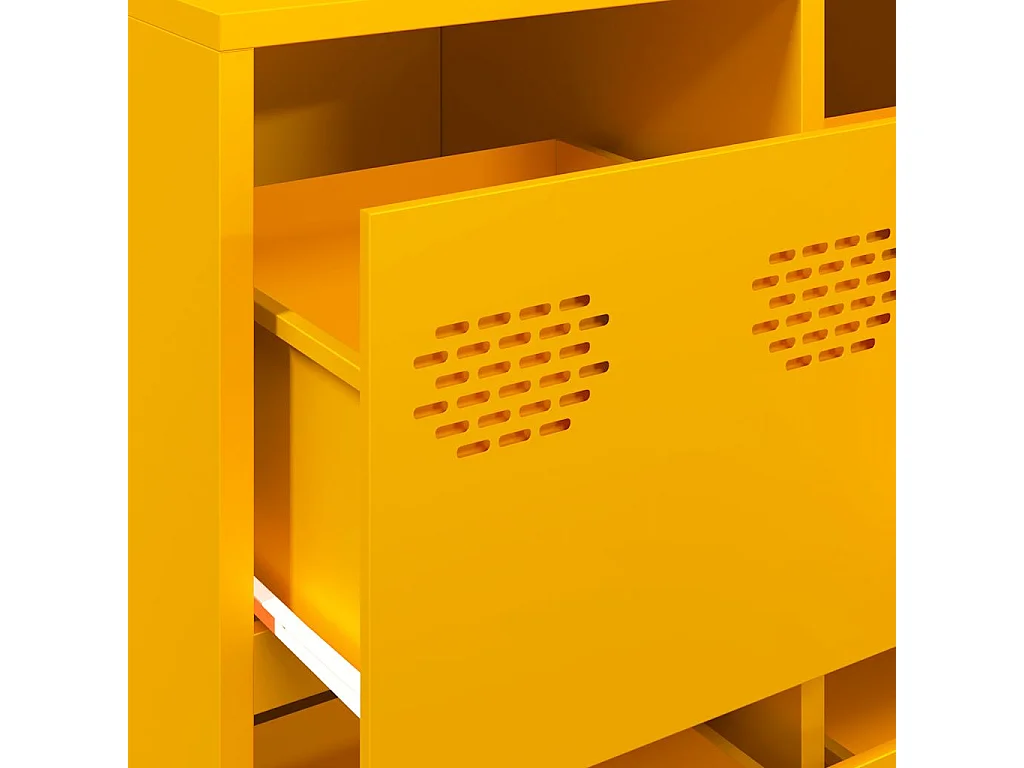 Aparador amarillo mostaza 135x39x103,5 cm acero laminado en frío