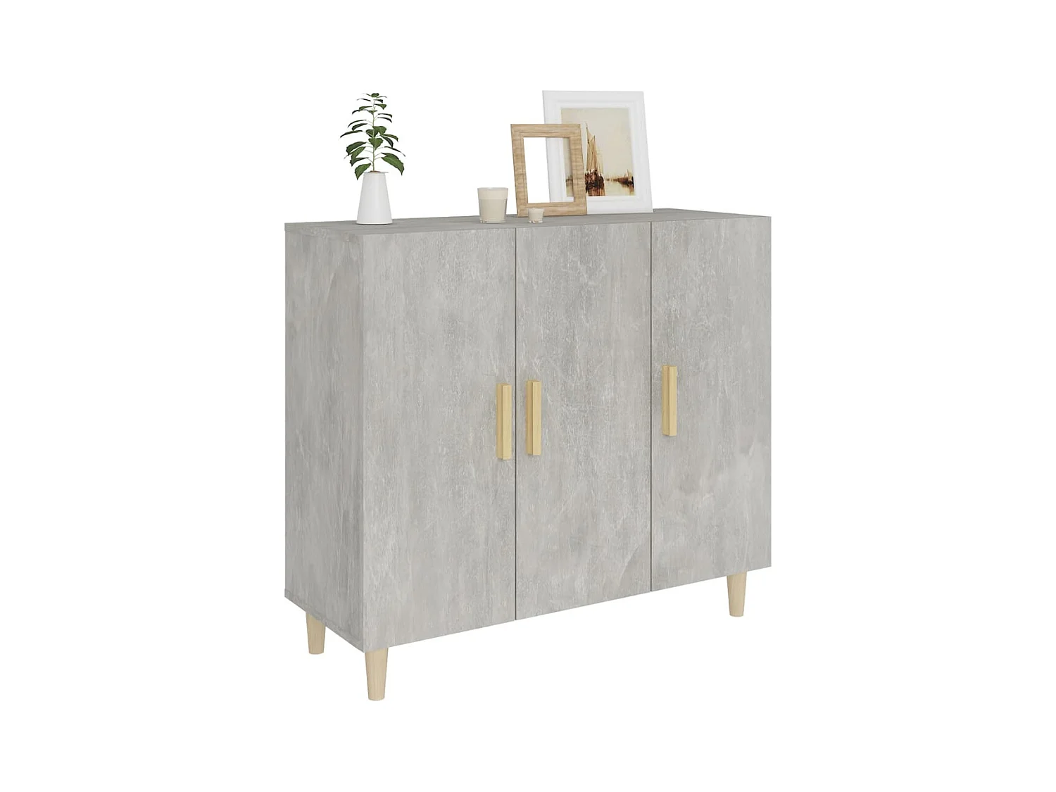 Buffet gris béton 90x34x80 cm bois d'ingénierie