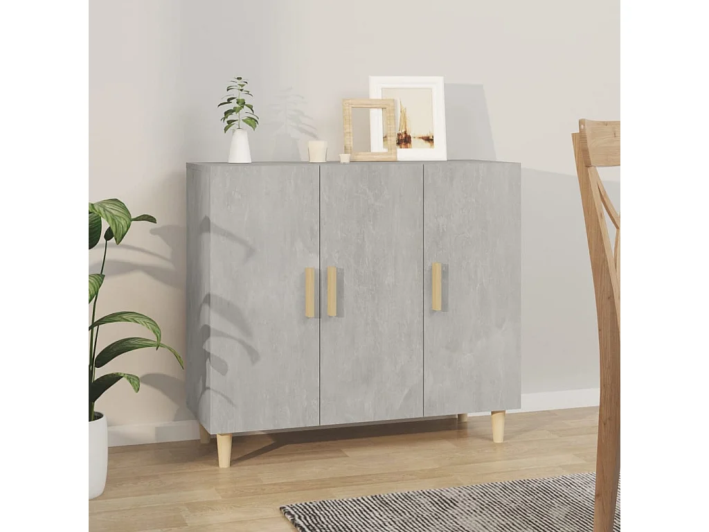 Buffet gris béton 90x34x80 cm bois d'ingénierie