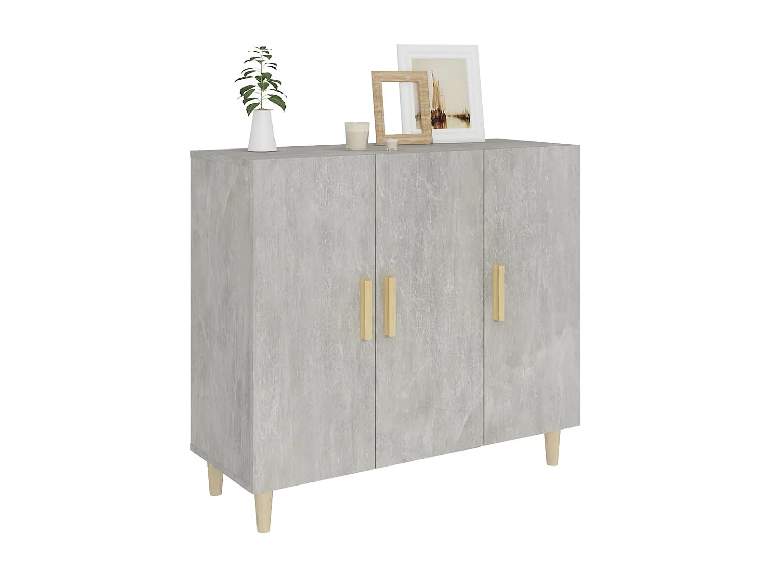 Buffet gris béton 90x34x80 cm bois d'ingénierie