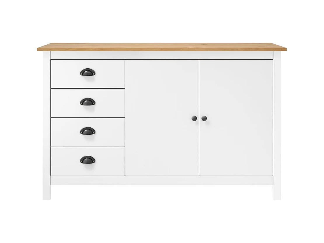 Buffet Hill Blanc 130x40x80 cm Bois de pin solide