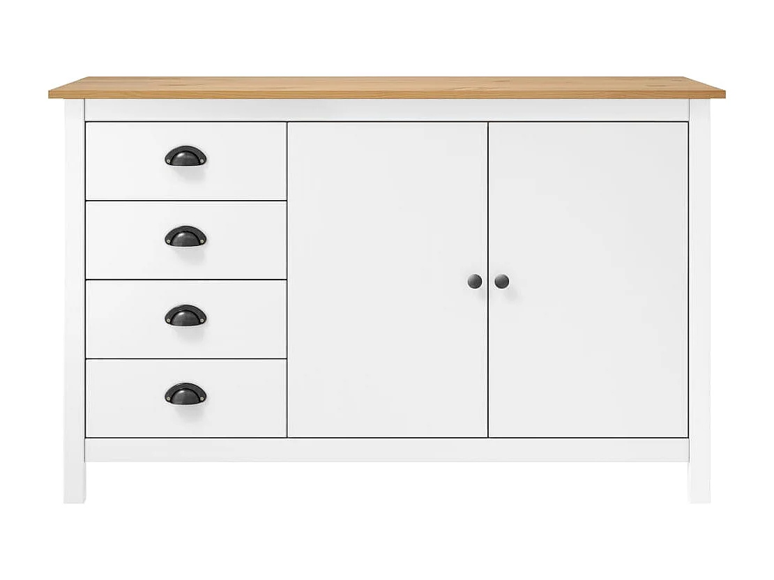 Credenza Hill Bianca 130x40x80 cm Legno di Pino Massello