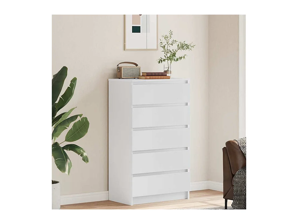 Cassettiera bianca 60x36x103 cm Legno ingegnerizzato