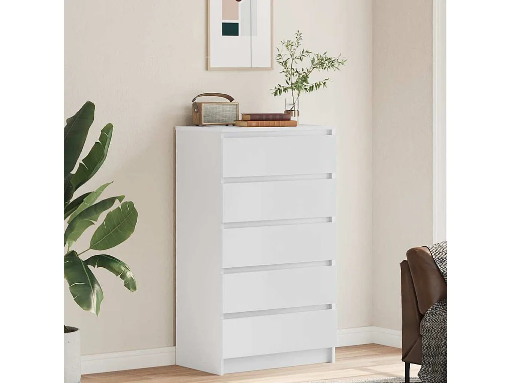 Cassettiera bianca 60x36x103 cm Legno ingegnerizzato