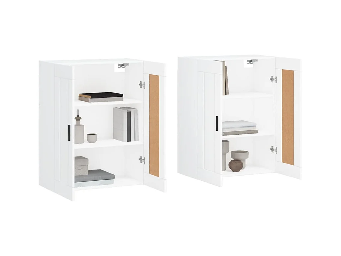 Armoires murales 2 pcs blanc bois d'ingénierie