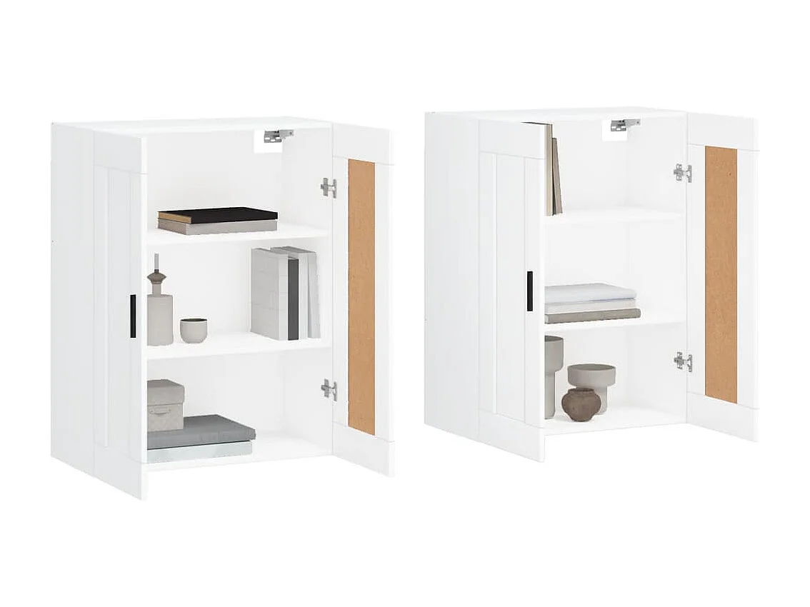 Armoires murales 2 pcs blanc bois d'ingénierie