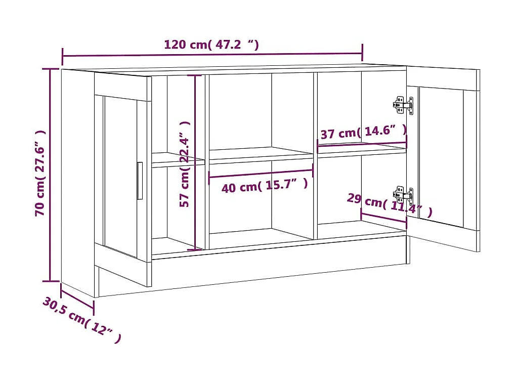 Buffet Chêne marron 120x30,5x70 cm Bois d'ingénierie