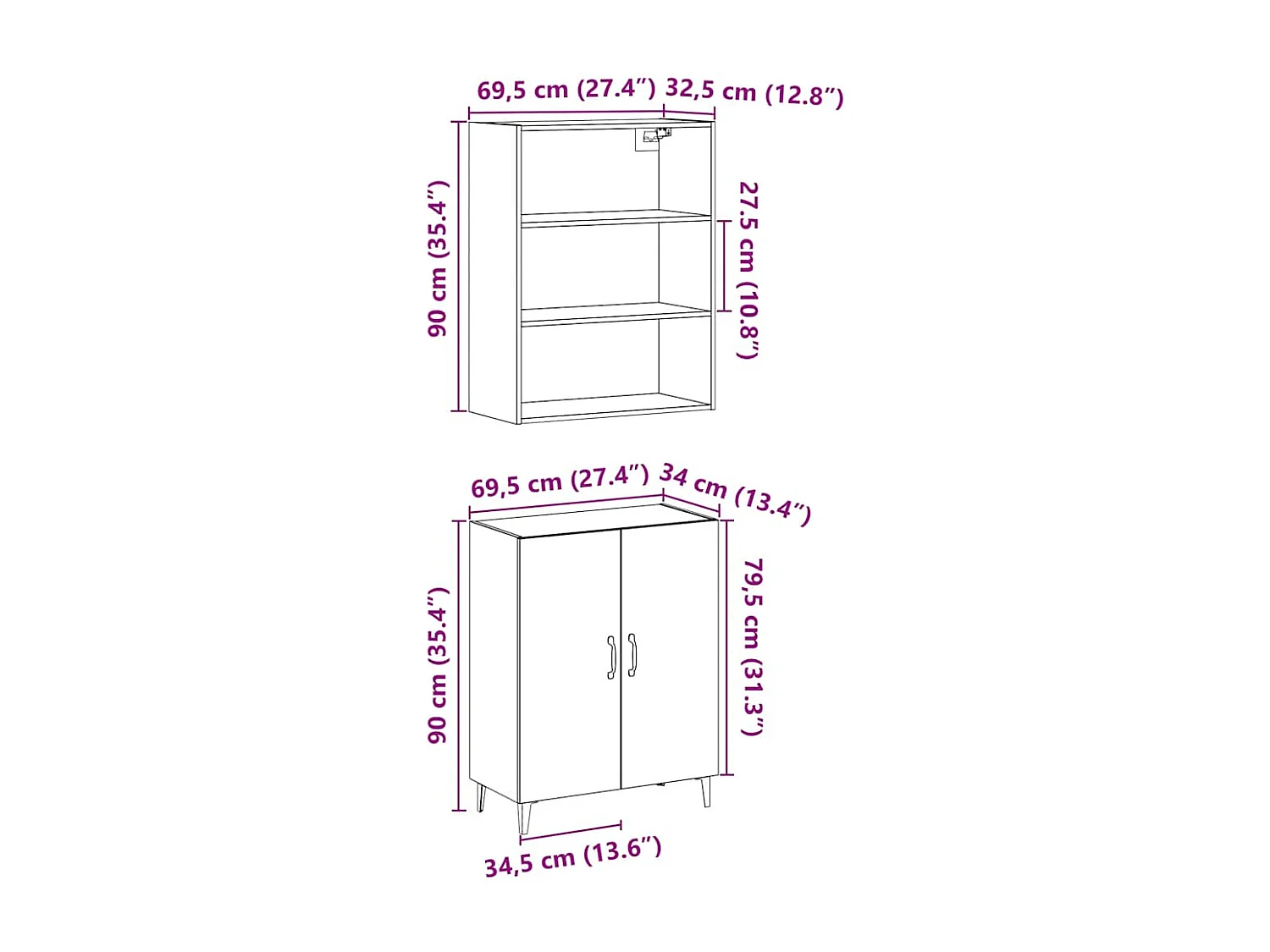 Buffet avec armoire murale chêne artisanal bois d'ingénierie