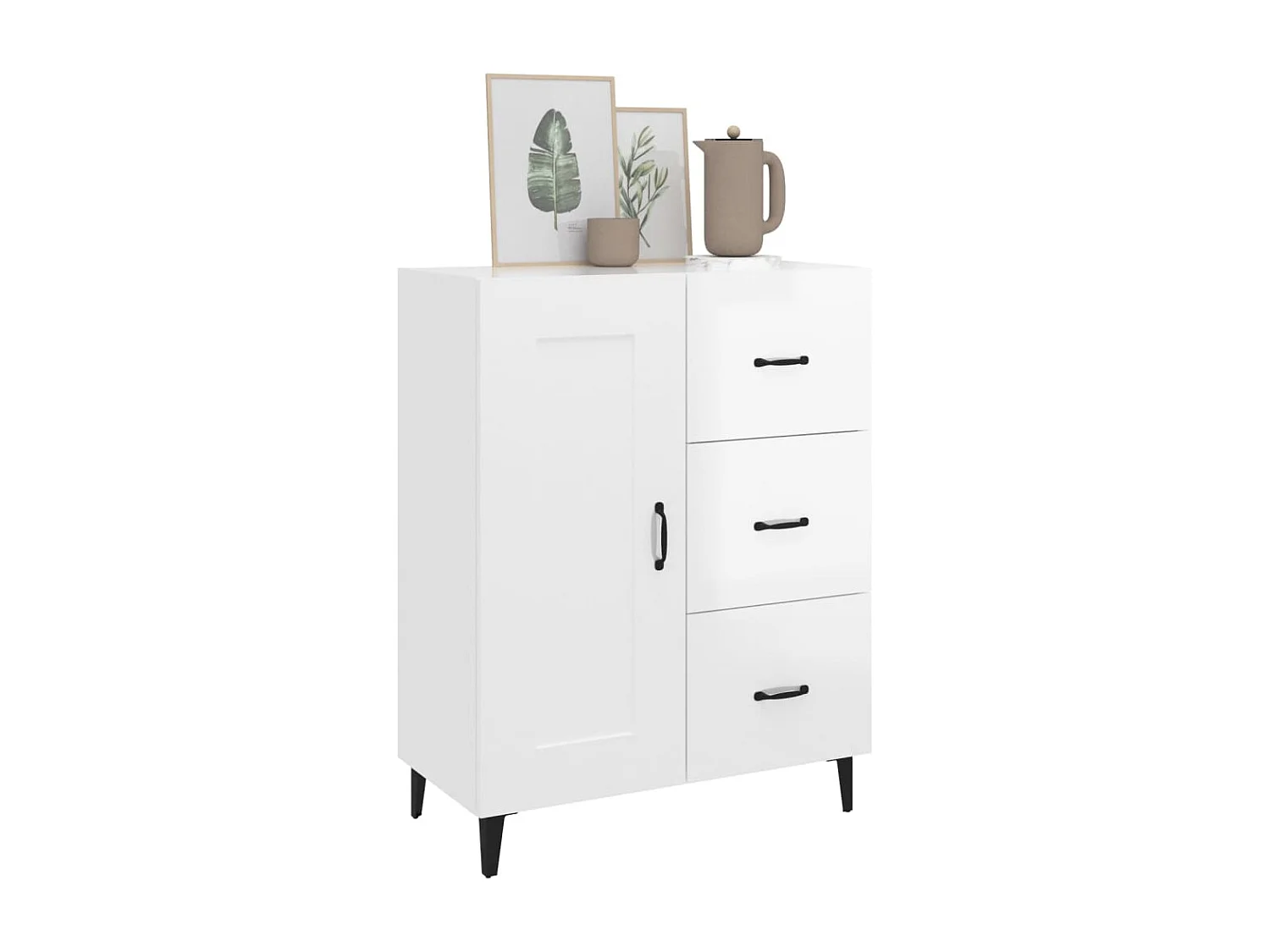 Dressoir Glanzend wit 69,5x34x90 cm Technisch hout