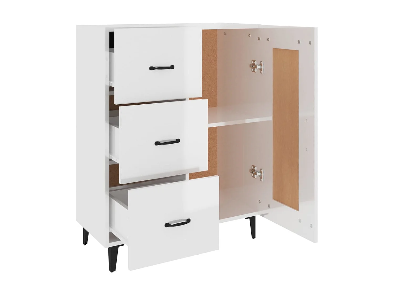 Dressoir Glanzend wit 69,5x34x90 cm Technisch hout