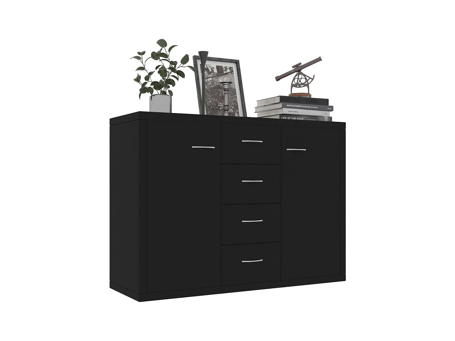 Buffet Noir 88x30x65 cm Bois d'ingénierie