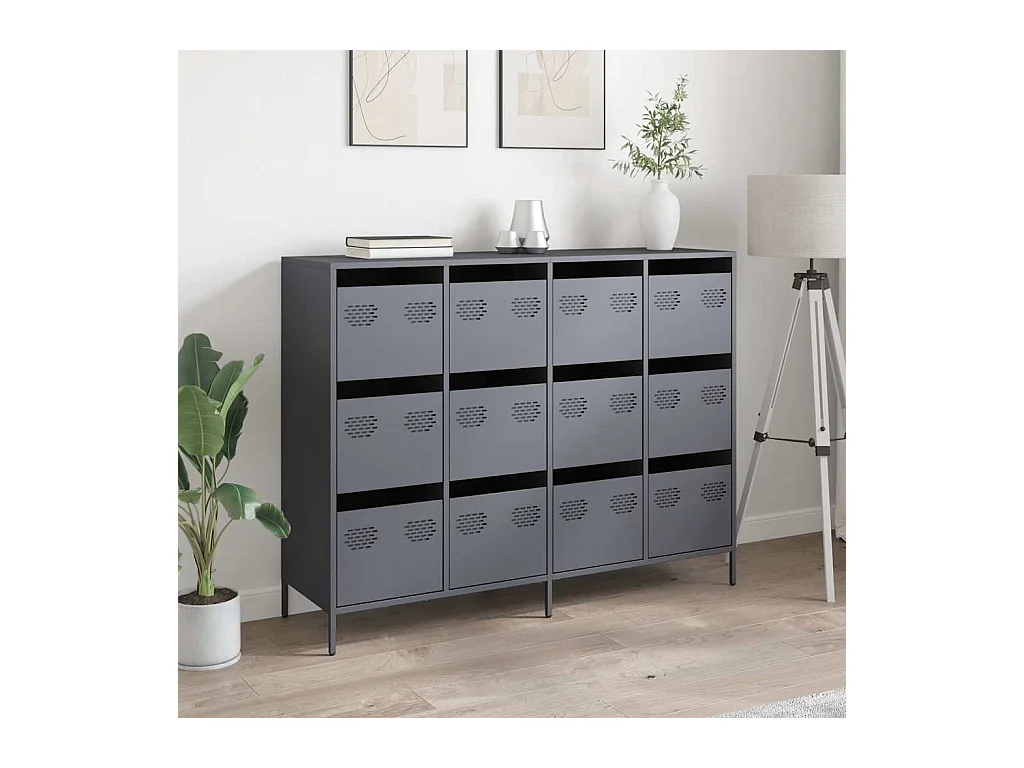 Buffet anthracite 135x39x103,5 cm acier laminé à froid