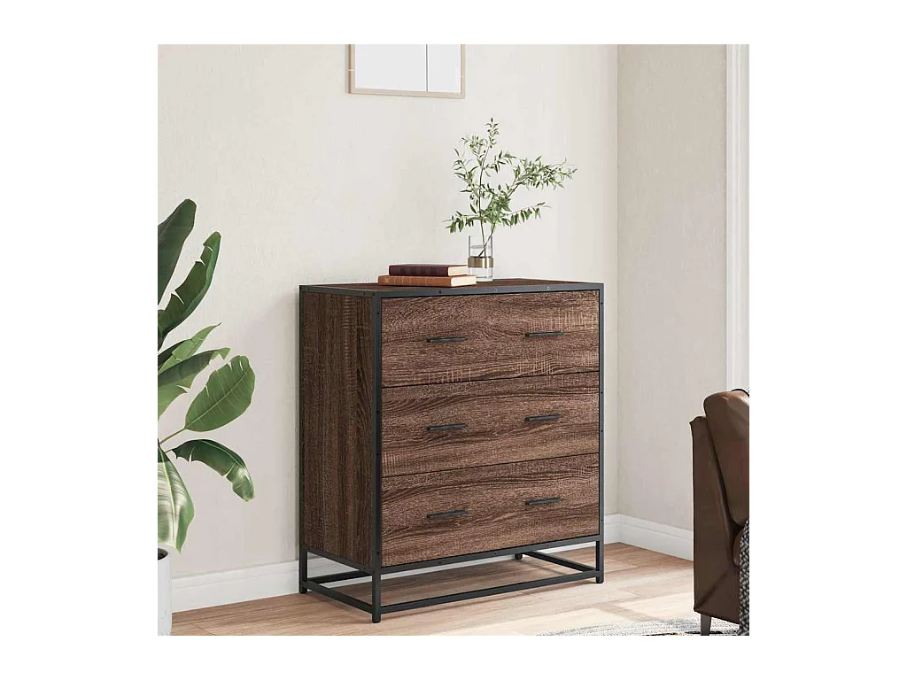 Sideboard aus brauner Eiche, 68 x 35 x 76 cm, Holzwerkstoff und Metall