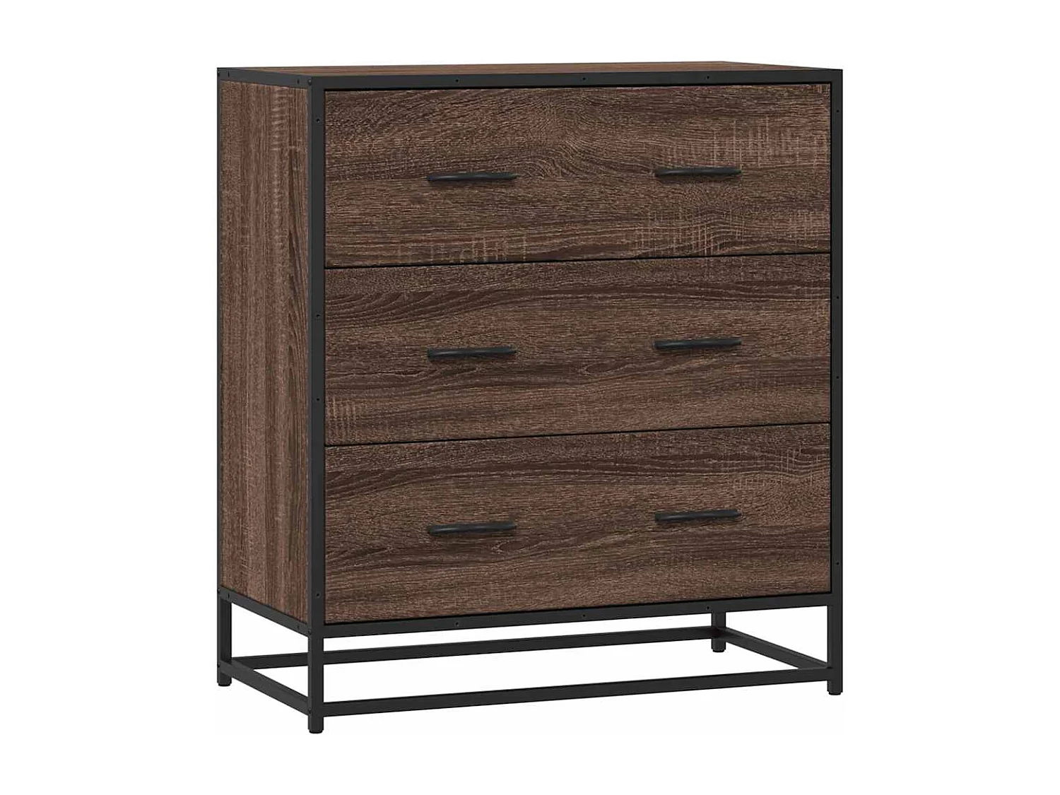 Bruin eiken dressoir 68x35x76 cm bewerkt hout en metaal