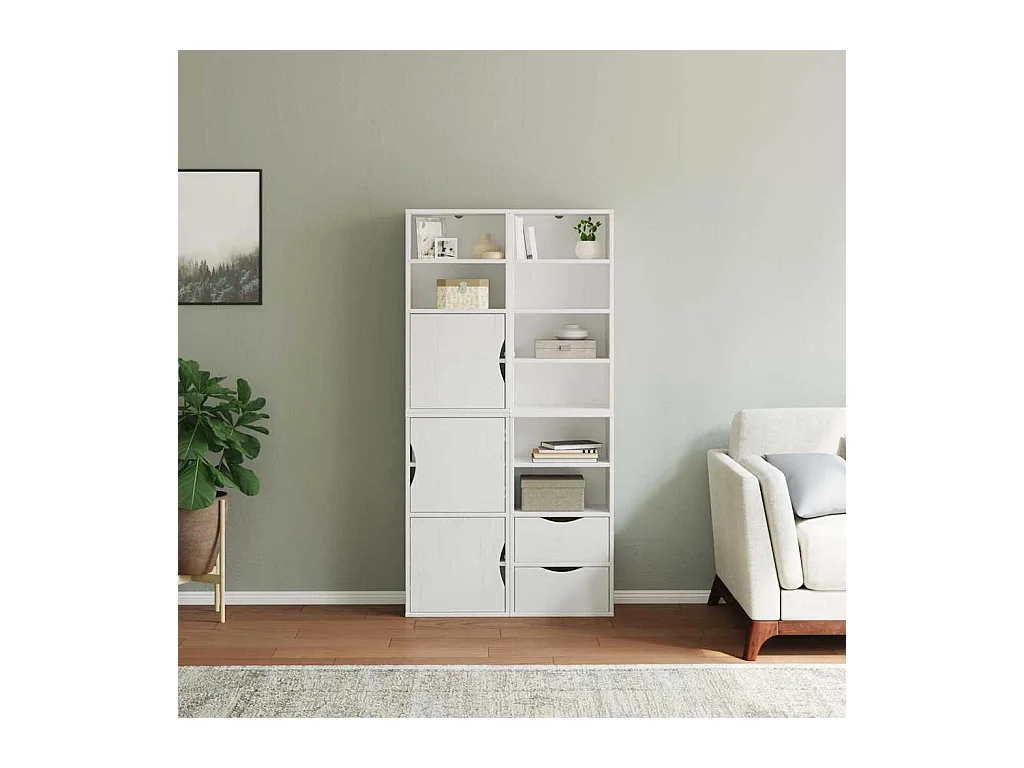 Armoires latérales 4 pcs ODDA blanc 40x24x79 cm bois massif pin