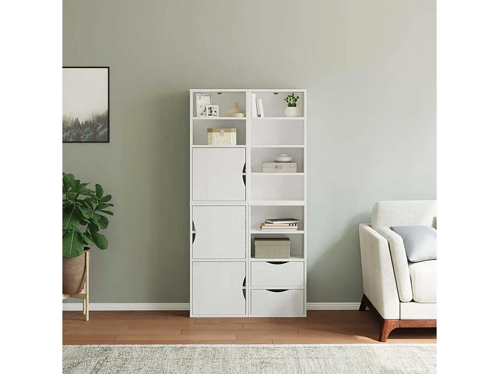 Armoires latérales 4 pcs ODDA blanc 40x24x79 cm bois massif pin