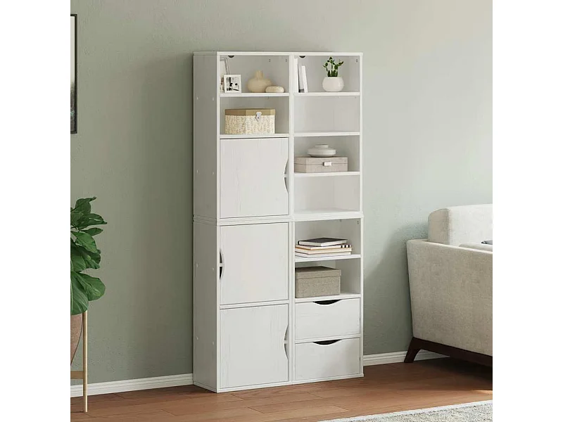 ODDA Armarios auxiliares de 4 piezas, blanco, 40x24x79 cm, madera maciza de pino