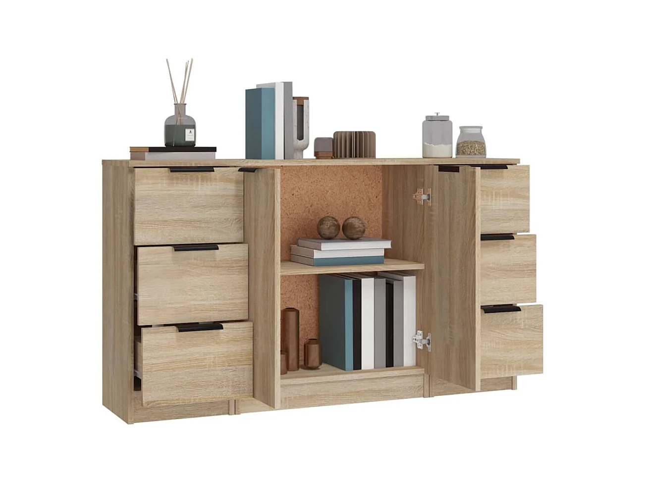 Buffets 3 pcs Chêne sonoma Bois d'ingénierie