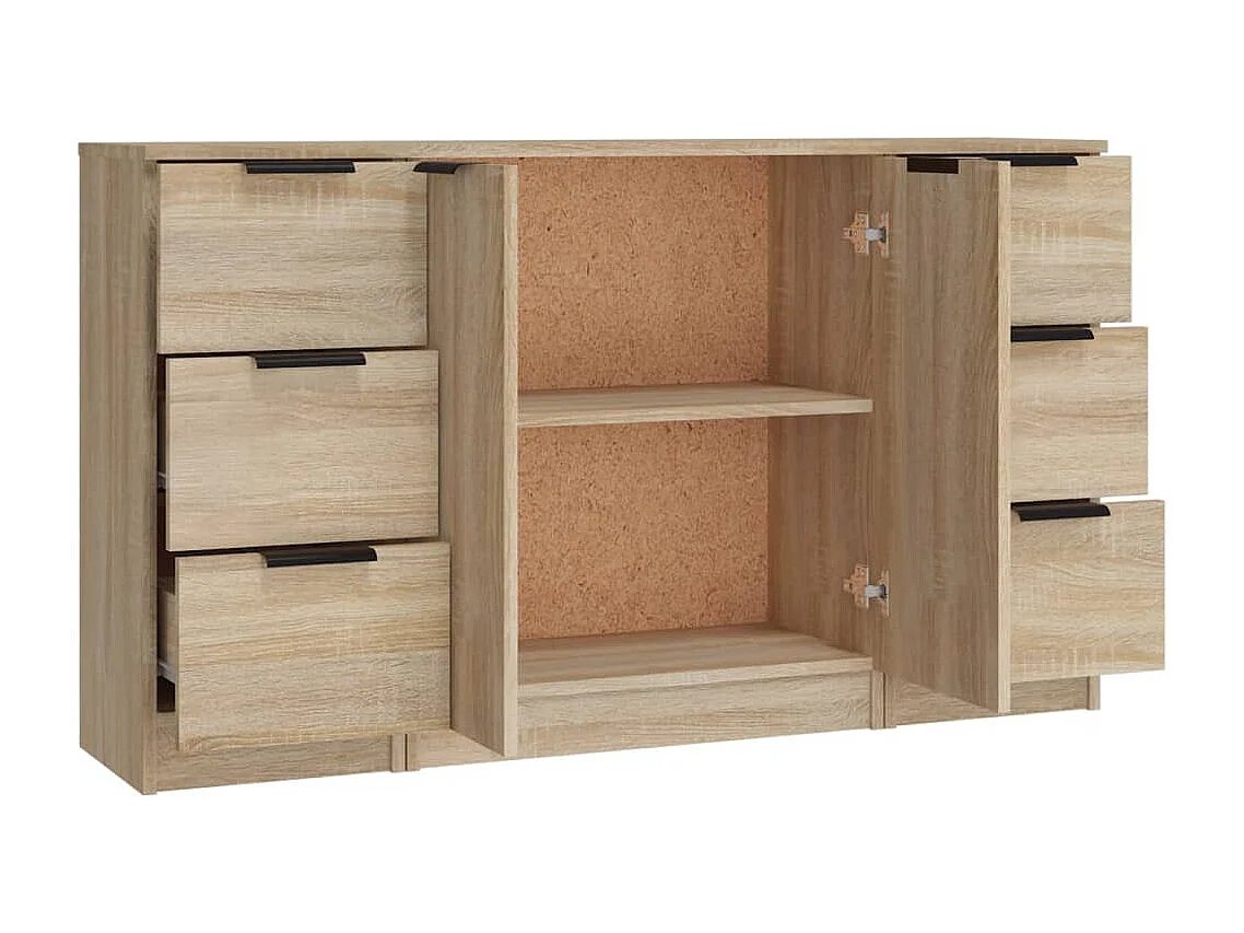 Buffets 3 pcs Chêne sonoma Bois d'ingénierie