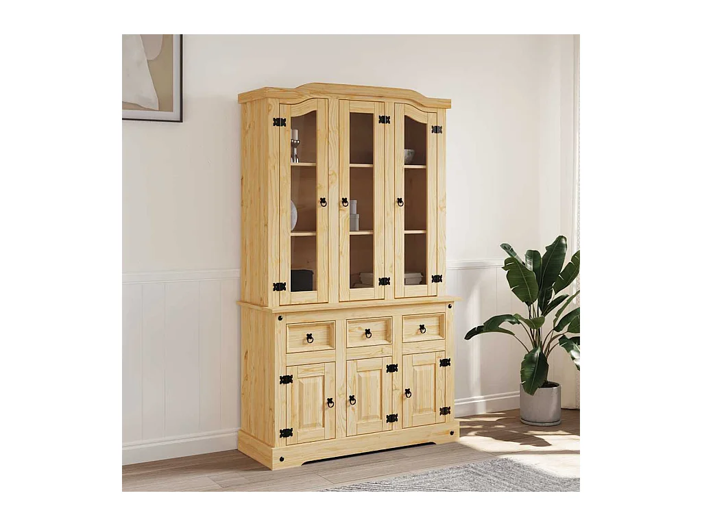 Buffet Corona marron 112x43x196 cm bois massif pin mexicain