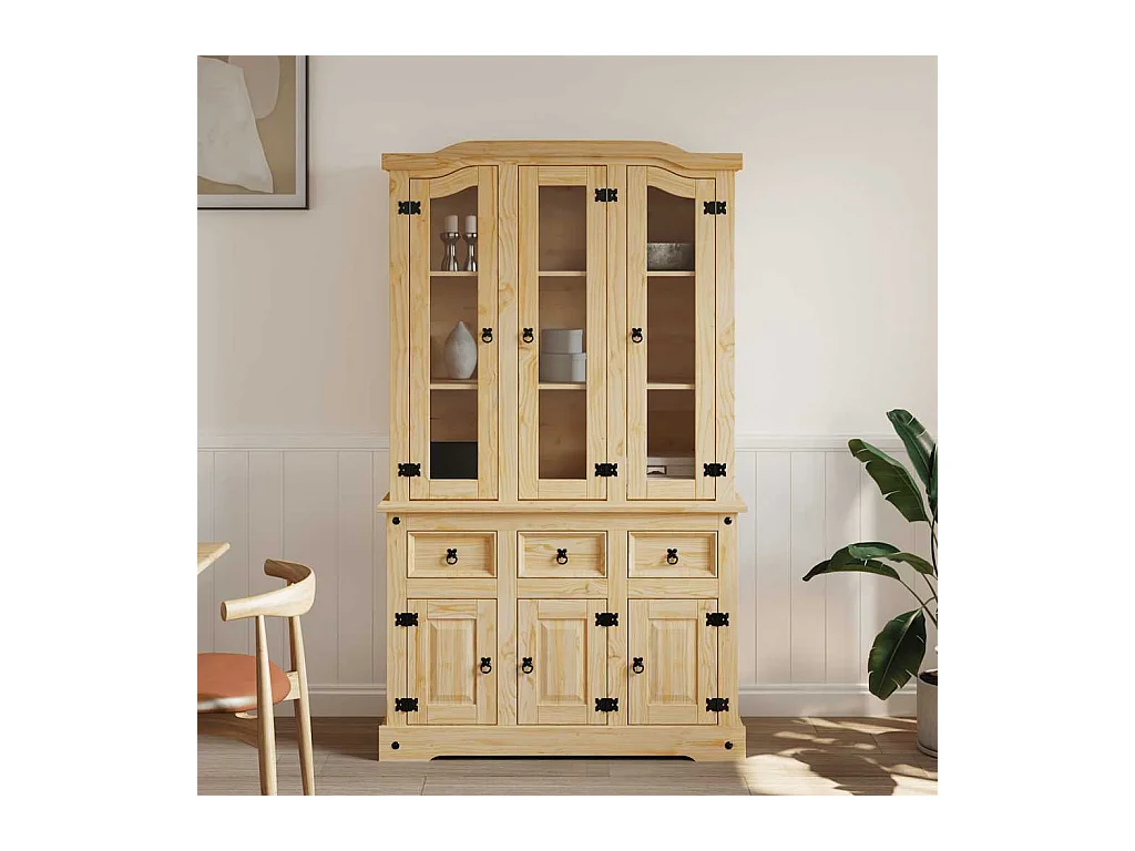 Buffet Corona marron 112x43x196 cm bois massif pin mexicain