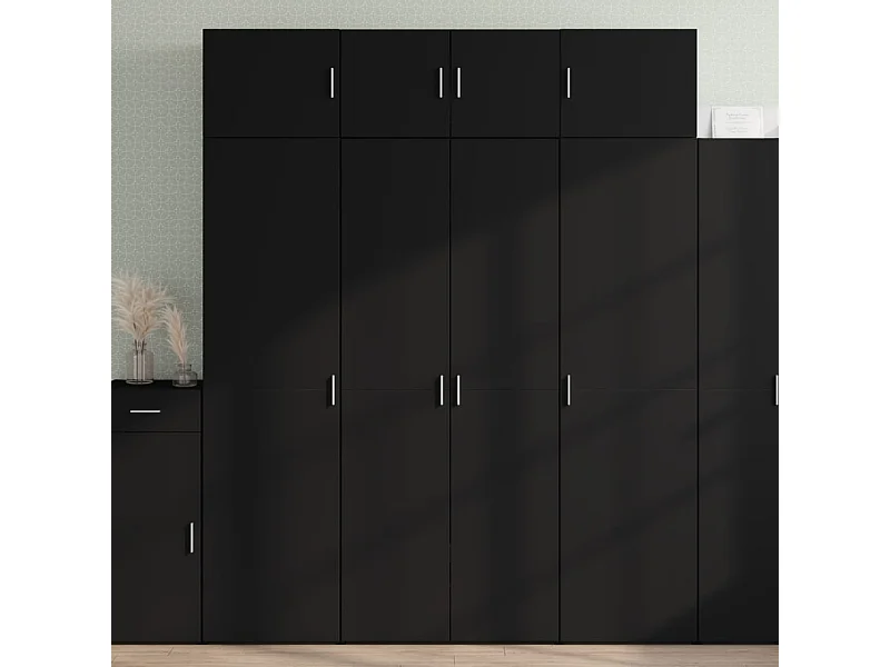 Buffet haut noir 80x42,5x185 cm bois d'ingénierie