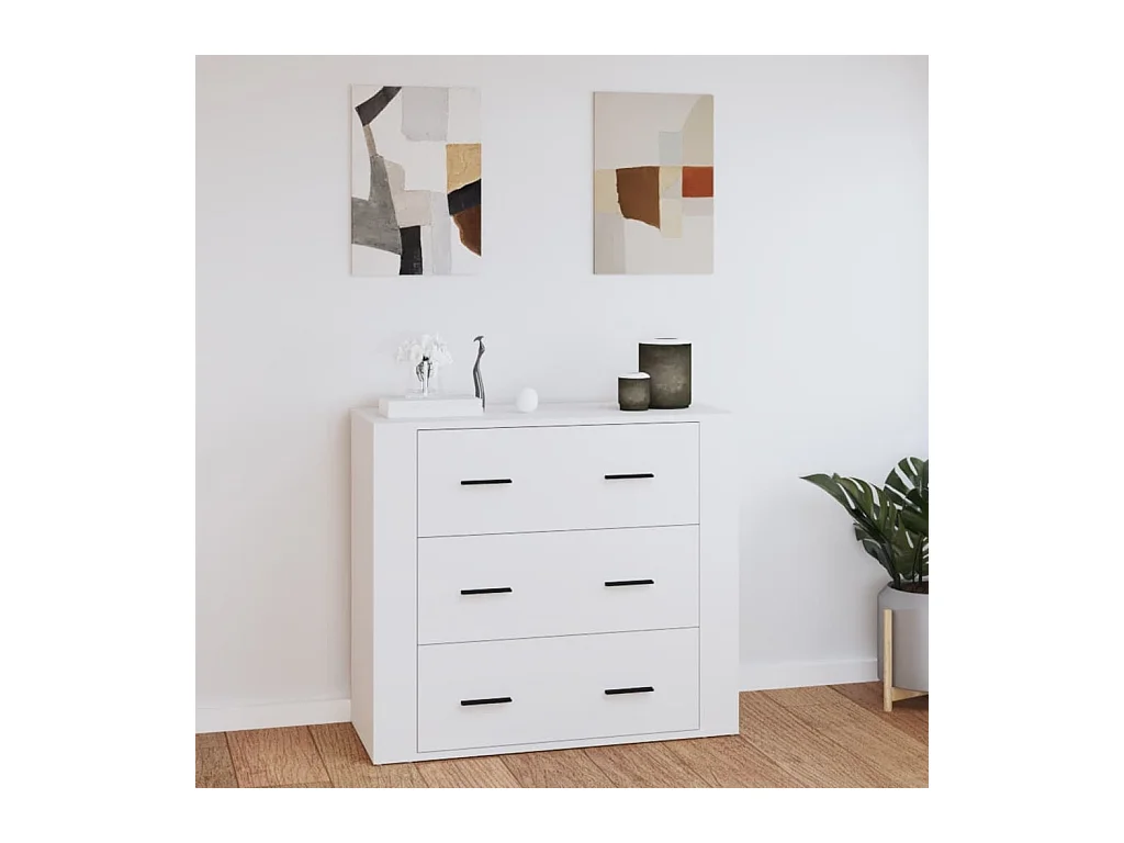 Buffet Blanc 80x33x70 cm Bois d'ingénierie