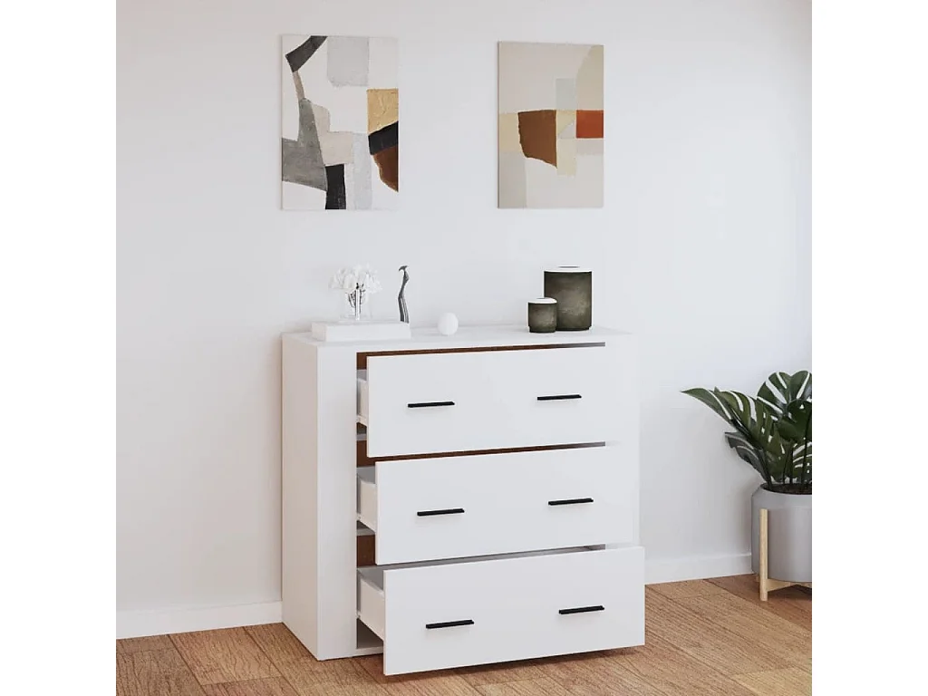 Buffet Blanc 80x33x70 cm Bois d'ingénierie