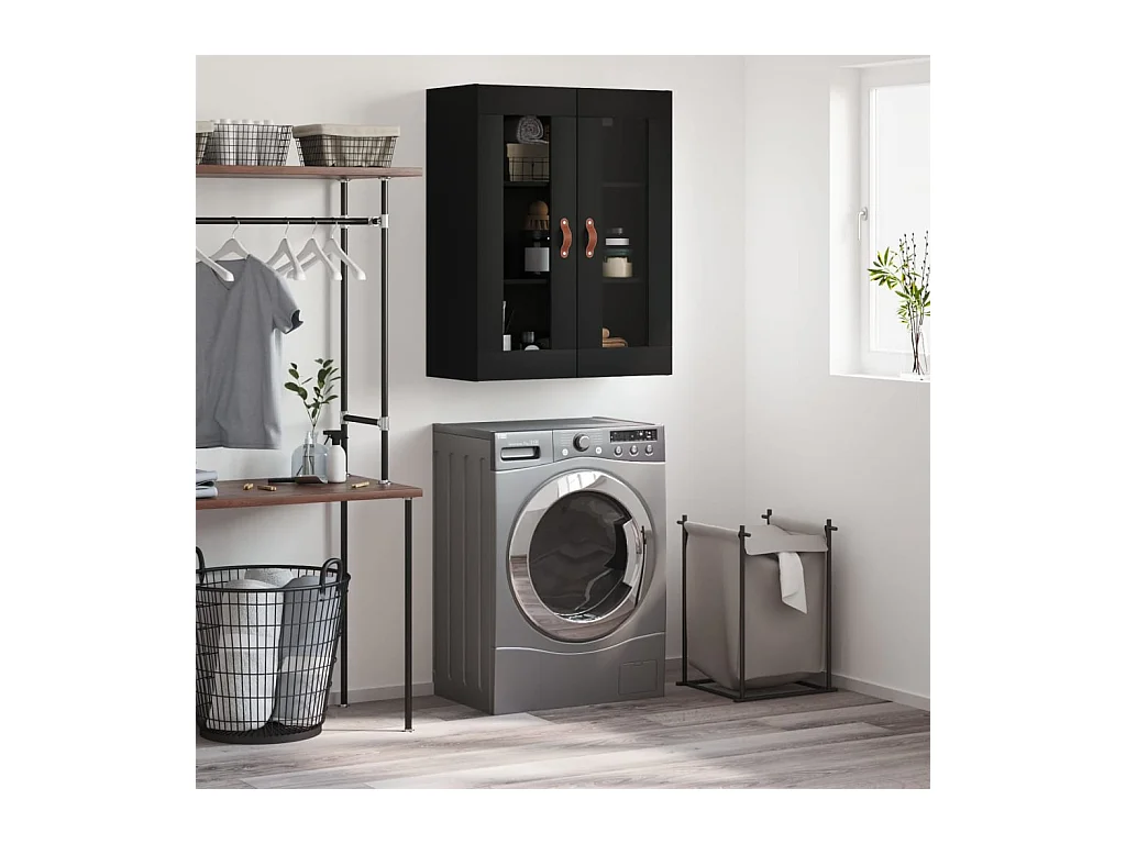 Mobiletto da parete nero 69,5x34x90 cm