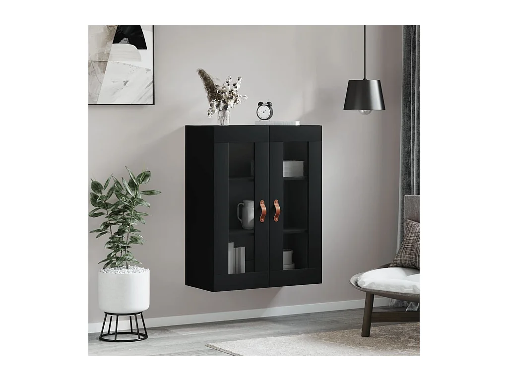 Mobiletto da parete nero 69,5x34x90 cm