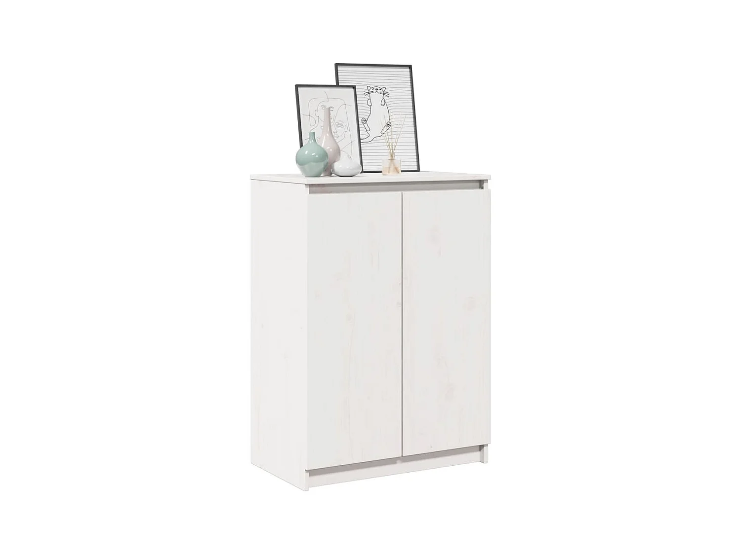 Buffet Blanc 60x36x84 cm Bois de pin massif