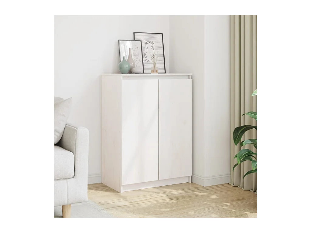 Buffet Blanc 60x36x84 cm Bois de pin massif